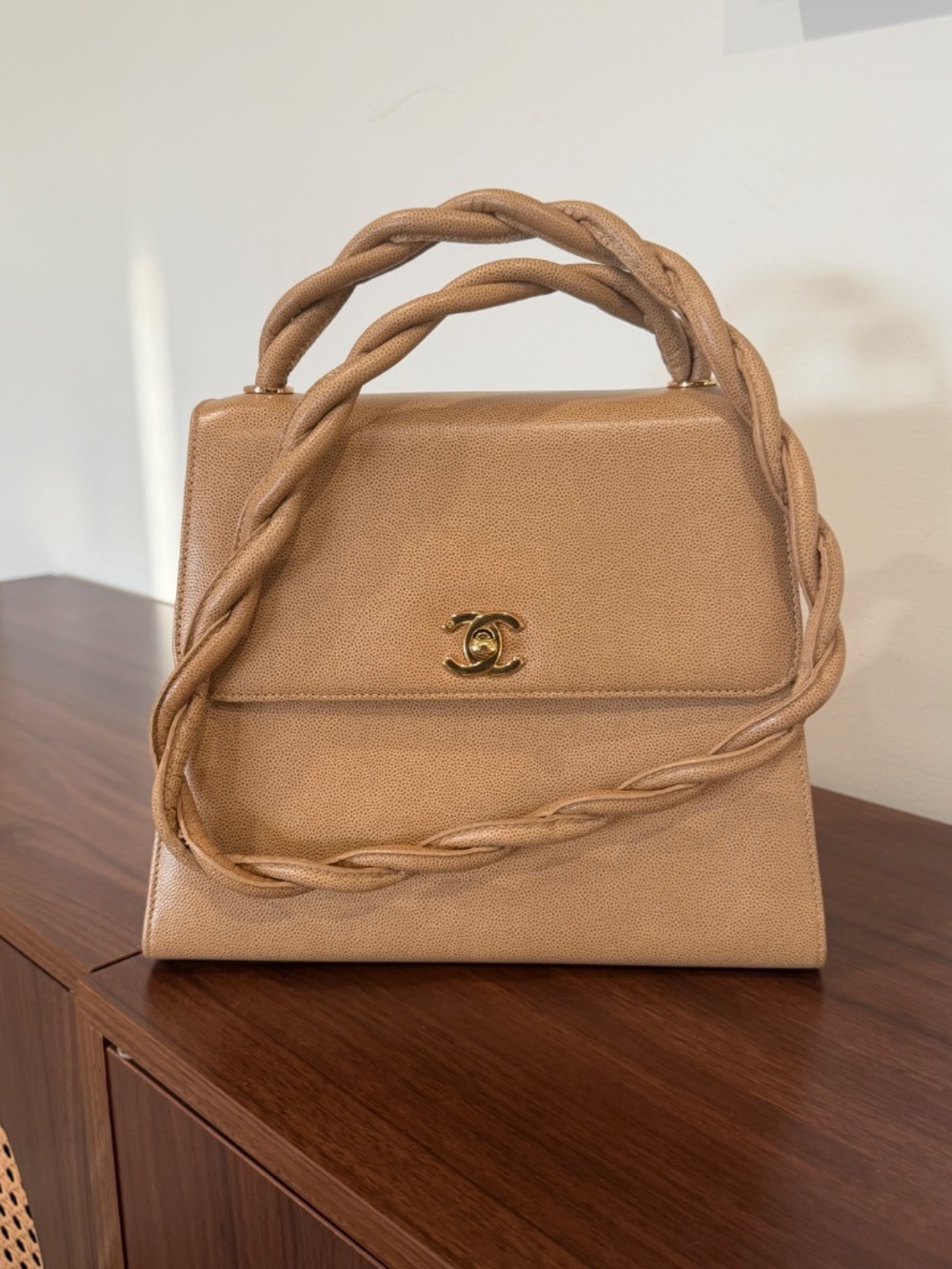 Chanel Vintage Matelassé Caviar Crossbody — Beige - Picture 6 of 16